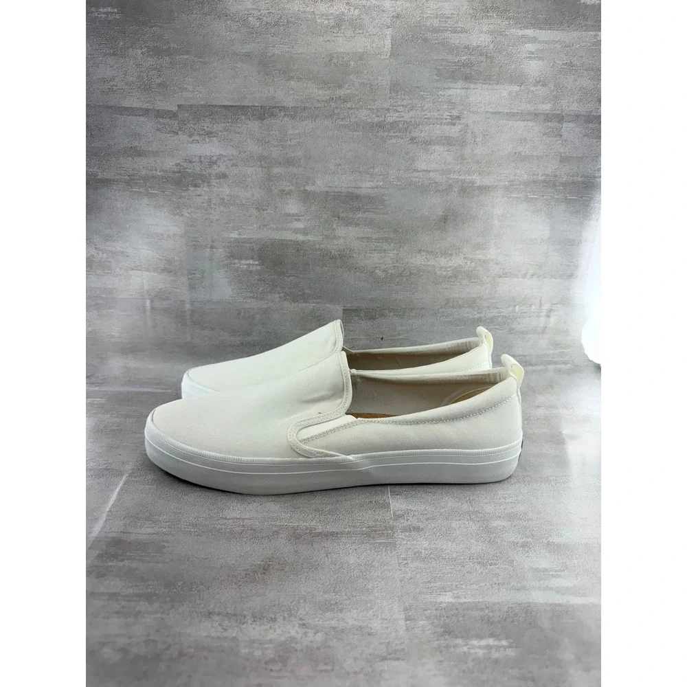 Sperry Crest Vibe SeaCycled Womens 11 White Canvas Slip On Sneakers STS88145